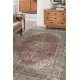 Tapis en laine NOUÉ MAIN Vintage 10169, cadre, ornement - bleu / rouge 