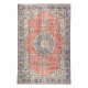 HANDGEKNOPT wollen tapijt Vintage 10488, frame, ornament - blauw / rood