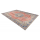 Tapis en laine NOUÉ MAIN Vintage 10488, cadre, ornement - bleu / rouge 