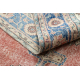 RANKAIS MAZGTAS vilnonis kilimas Vintage 10488, rėmas, ornamentas - mėlynos spalvos / raudonas