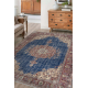 HAND-KNOTTED woolen carpet Vintage 10532, frame, ornament - claret / blue