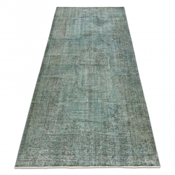 HANDGEKNOPT wollen tapijt Vintage 10494, frame, ornament - groen