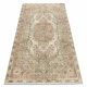 HAND-KNOTTED woolen carpet Vintage 10290, ornament, flowers - beige / green 