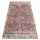 Tapis en laine NOUÉ MAIN Vintage 10664, cadre, fleurs - bordeaux / beige 