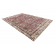 Tapis en laine NOUÉ MAIN Vintage 10664, cadre, fleurs - bordeaux / beige 