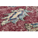 Tapis en laine NOUÉ MAIN Vintage 10664, cadre, fleurs - bordeaux / beige 