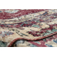 Tapis en laine NOUÉ MAIN Vintage 10664, cadre, fleurs - bordeaux / beige 