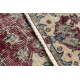 HANDGEKNOPT wollen tapijt Vintage 10664, frame, bloemen - bordeauxrood / beige 