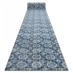 TAPIS DE COULOIR antidérapant DIGITAL - CARREAUX DE LISBONNE bleu et or 