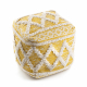 Puff carré 50 x 50 x 50 cm Boho, losangos 22297 repose-pieds, siège en laine jaune / crème