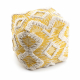 Puff Quadrato 50 x 50 x 50 cm Boho, rombi 22312 poggiapiedi, sedile di lana giallo / crema