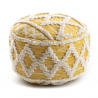 Pufa WALEC puf 50 x 50 x 50 cm pufa Boho, romby 22297 podnóżek, do siedzenia żółty / krem