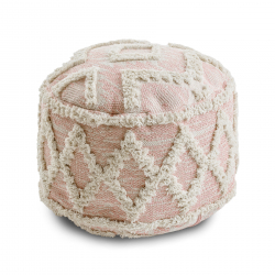 Pouffe CYLINDER 50 x 50 x 50 cm Boho, rhombuses 22297 footrest, for sitting pink / cream