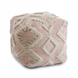 Pouffe SQUARE 50 x 50 x 50 cm Boho, rhombuses 22312 footrest, for sitting pink / cream
