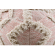 Puff carré 50 x 50 x 50 cm Boho, losangos 22312 repose-pieds, siège en laine rose / crème