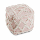 Puff carré 50 x 50 x 50 cm Boho, losangos 22297 repose-pieds, siège en laine rose / crème