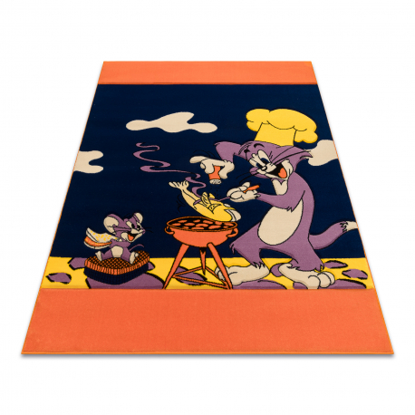 Børnetæppe TUREK 1780 Tom og Jerry marineblå / orange