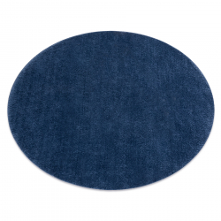 Модерен пране килим LINDO кръг тъмно синьо, противоплъзгащ, рошав