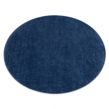 Moderný okrúhly koberec LINDO tmavomodrý, umývací, protišmykový, huňatý