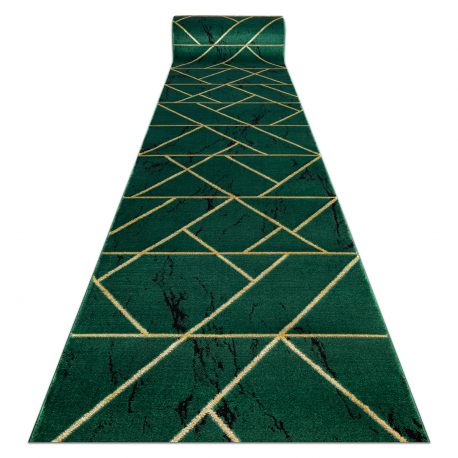 Paklāju skrējējs EMERALD ekskluzīvs 1012 glamour, stilīgs marvalzis, ģeometriskas pudele zaļa / zelts 120 cm