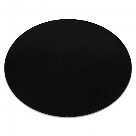 Модерен пране килим LINDO кръг черна, противоплъзгащ, рошав