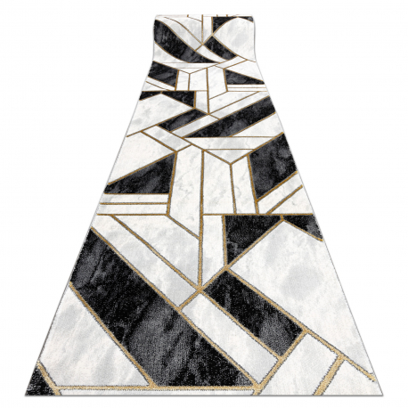 Tæppeløber EMERALD eksklusiv 1015 glamour, stilfuld marmor, geometrisk sort / guld 70 cm