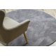 Modern mosható szőnyeg LINDO kör szürke, csúszásgátló, bozontos