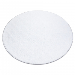 Modern Waschteppich LINDO Kreis weiß, rutschfest, zottelig