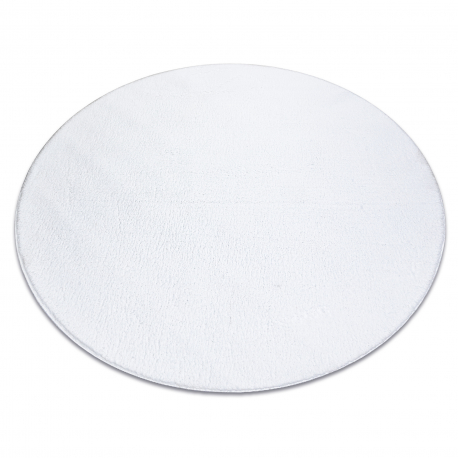 Модерен пране килим LINDO кръг бяло, противоплъзгащ, рошав
