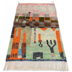 BERBER tapijt MR4296 Beni Mrirt handgeweven uit Marokko, Abstract - groen / oranje