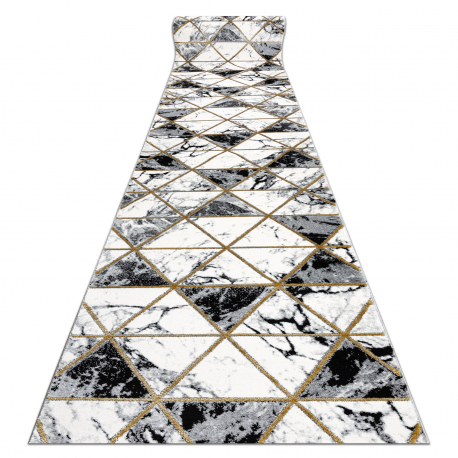 Paklāju skrējējs EMERALD ekskluzīvs 1020 glamour, stilīgs marvalzis, trijstūri melns / zelts 100 cm