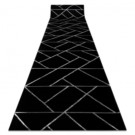 Fortovet EMERALD eksklusiv 7543 glamour, stilfuld geometrisk sort / sølv 100 cm