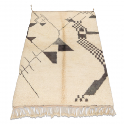 BERBER carpet MR1801 Beni Mrirt hand-woven from Morocco, Boho - beige / grey