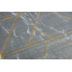 Tæppeløber EMERALD eksklusiv 1012 glamour, stilfuld marmor, geometrisk grå / guld 80 cm