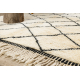 BERBER kilimas MR1943 Beni Mrirt rankų darbo iš Maroko, Grotelės - smėlio spalvos / juodas