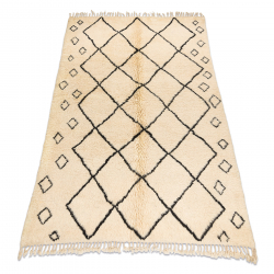 BERBER carpet MR1652 Beni Mrirt hand-woven from Morocco, Rhombuses - beige / black
