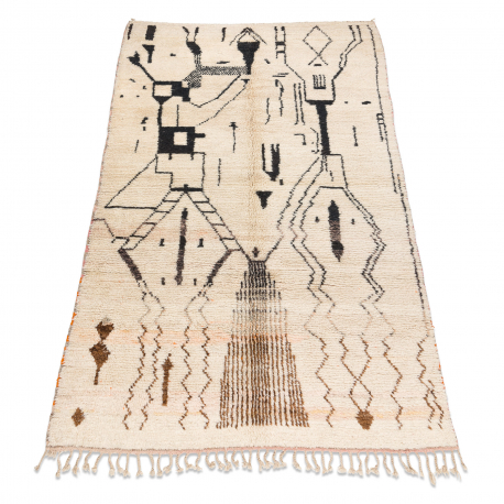 BERBER carpet BJ1077 Boujaad hand-woven from Morocco, Boho - beige / black