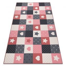 Moquette pour enfants STARS étoiles rose / gris