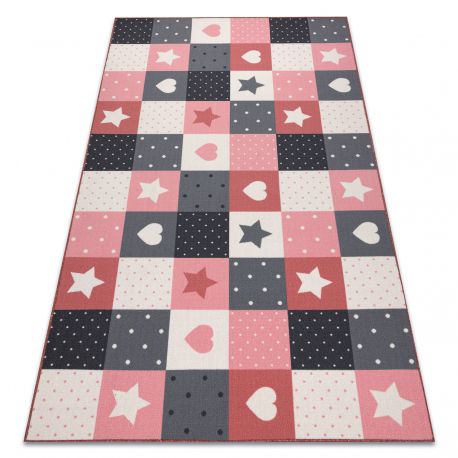 Fitted carpet for kids STARS children's pink / grey