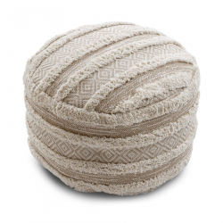 Puff CYLINDER puffe 50 x 50 x 50 cm Boho, zigzag 22329 fodstøtte, aborre beige / fløde