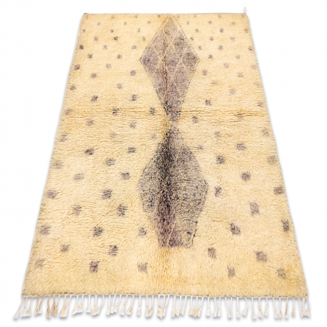 BERBER carpet BJ1127 Boujaad hand-woven from Morocco, Rhombuses, dots - beige / grey