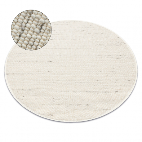 Tepih NEPAL 2100 krug bijeli / prirodno siva - vuneni, dvostrani