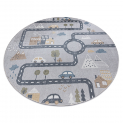 Tapis BONO 726 cercle rue, ville gris clair/crème