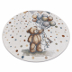 Тепих BONO 9614 круг Медвед, балони крем / светло сива