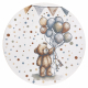 Килим BONO 9614 кръг Мечка, балони сметана / светло сив