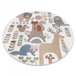 Tapis BONO 8425 cercle Animaux de la forêt crème/marron