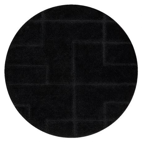 Koupelnový koberec SUPREME kruh LINES, linky, protiskluzový, měkký - černý