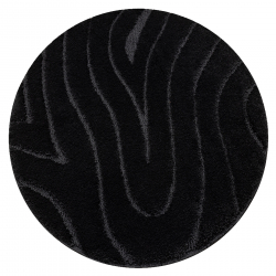 Koupelnový koberec SUPREME kruh WAVES, vlny, protiskluzový, měkký - černý