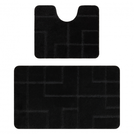 Set da bagno due pezzi tappeto SUPREME LINES, antiscivolo, morbido - nero