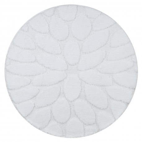 Koupelnový koberec SUPREME kruh STONES, kameny, protiskluzový, měkký - bílá